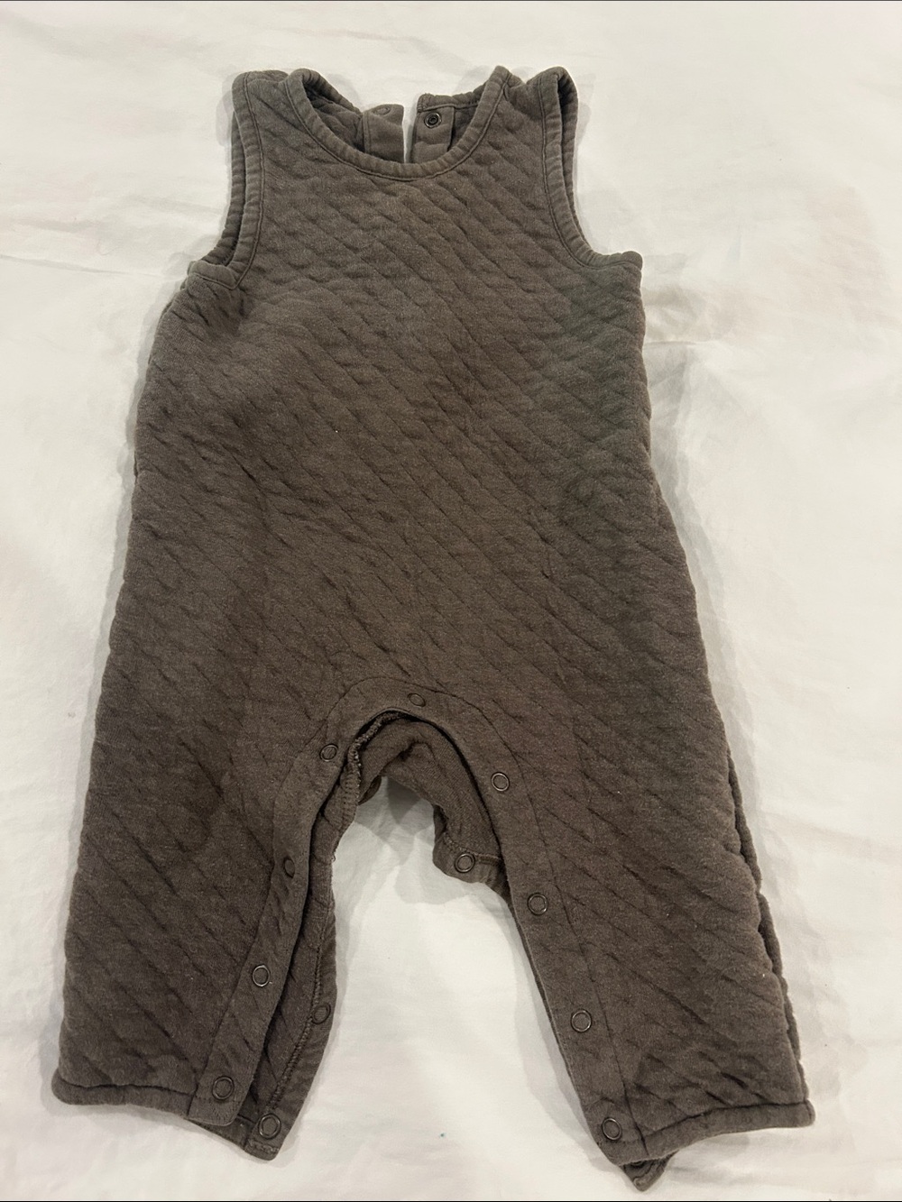 Pehr Quilted Baby Romper overall Olive brown Gray 6-12M
